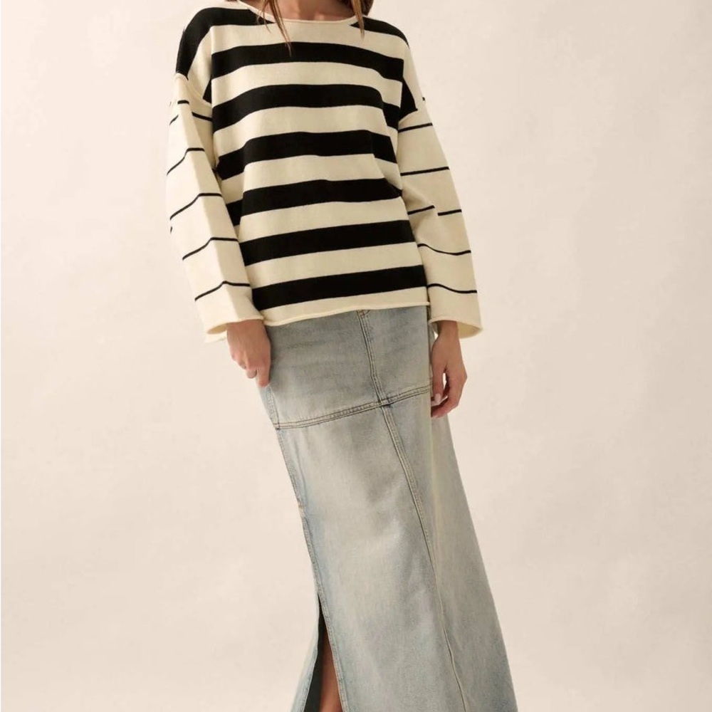 Promesa Bend the Rules Striped Rolled-Edge Sweater - Picture 3 of 5